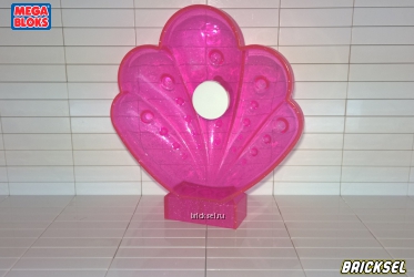 Ракушка с основанием 1х2 розовая прозрачная с блестками (универсальная крупное/мелкое лего)