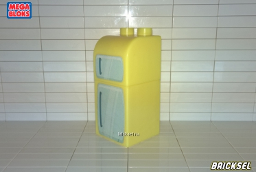 Холодильник (2 кубика с наклейками) светло-желтый