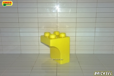 Юнико Расширительный кубик из 1х2 в 2х2 закругленный желтый, Оригинал UNICO, не частый