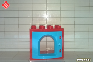 Окно 2х4 с башенной голубой створкой красное