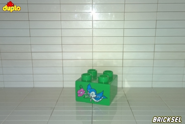 Кубик птичка Белоснежки с розовым цветочком 2х2 зеленый голубая