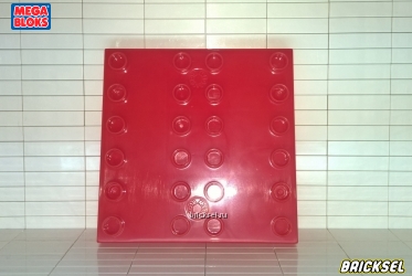 Мега Блокс Пластина 6х6 с 2-мя дорожками красная, Оригинал MEGA BLOKS, не частая