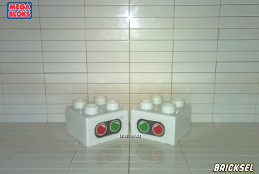 Комплект 2 кубика с наклейками ж/д светофор 2х2 белые