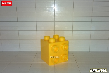 Хьюэй Мэй аналог Дупло Кубик 2х2 крепление на вертикальную плоскость желтый, Аналог HM (HUI MEI), не частый