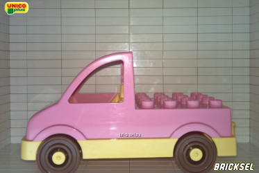 Юнико Машинка нежно-розовая со светло желтым днищем и коричневыми колесами, Оригинал UNICO, редкая