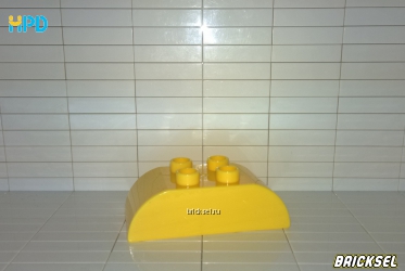 Кубик-верхушка скос 2х4 скругленный с двух сторон желтый