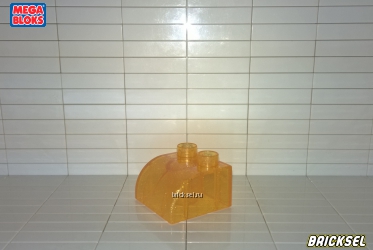 Кубик скос 2х2 закругленный прозрачный с блестками желтый