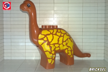 Бронтозавр с подвижной головой с большим количеством желтых пятен коричневый