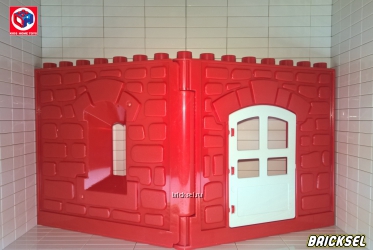 Стена замка/фермы каменная с белой дверью красная