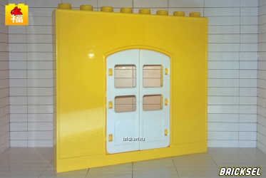 Стена 1х8 с двустворчатой белой дверью желтая