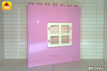 Стена 1х7 с двустворчатым окном розовая