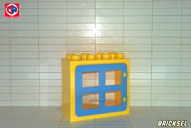 Окно 2х4 с темно-голубой створкой желтое