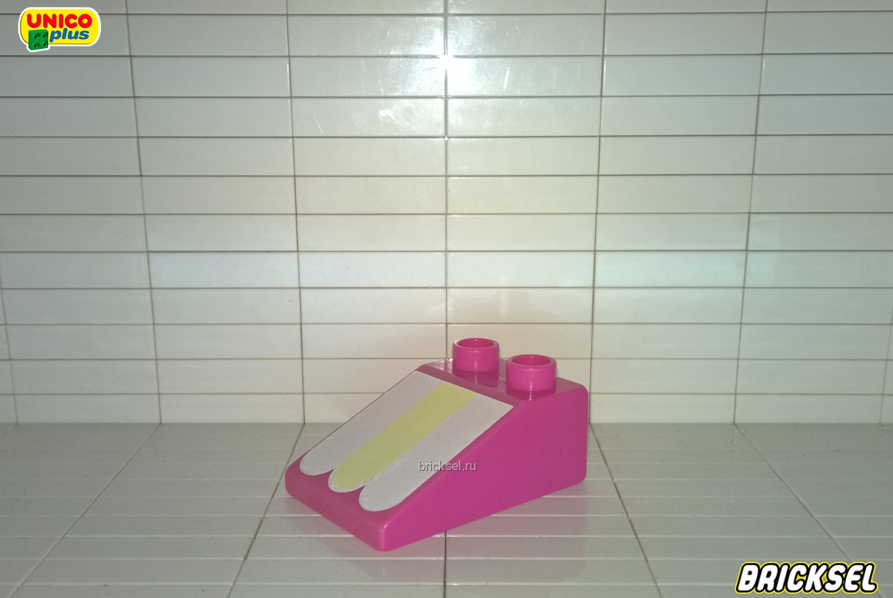 Юнико Кубик-козырек 2х3 розовый с наклейкой, две белых и одна желтая полосы, Оригинал UNICO
