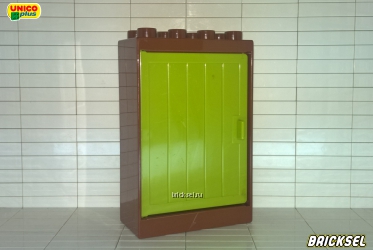 Юнико Дверь с салатовой створкой темно-коричневая, Оригинал UNICO