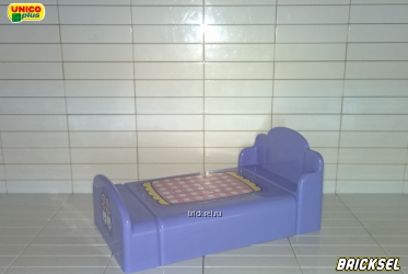 Юнико Кровать с одеялом в клеточку сиреневая, Оригинал UNICO