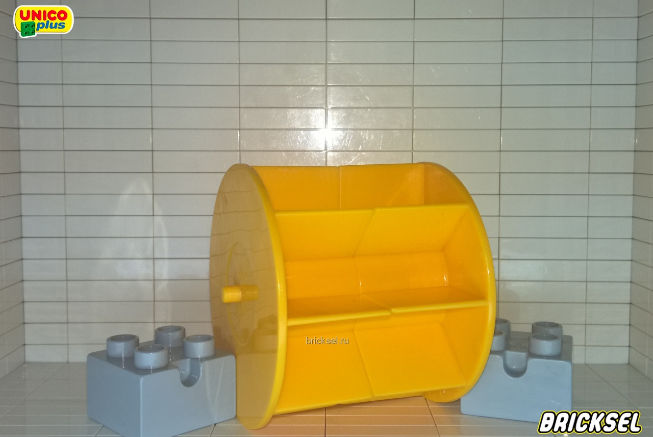 Юнико Водяная мельница темно-желтая с двумя кубиками 2х2 серыми в сборе, Оригинал UNICO