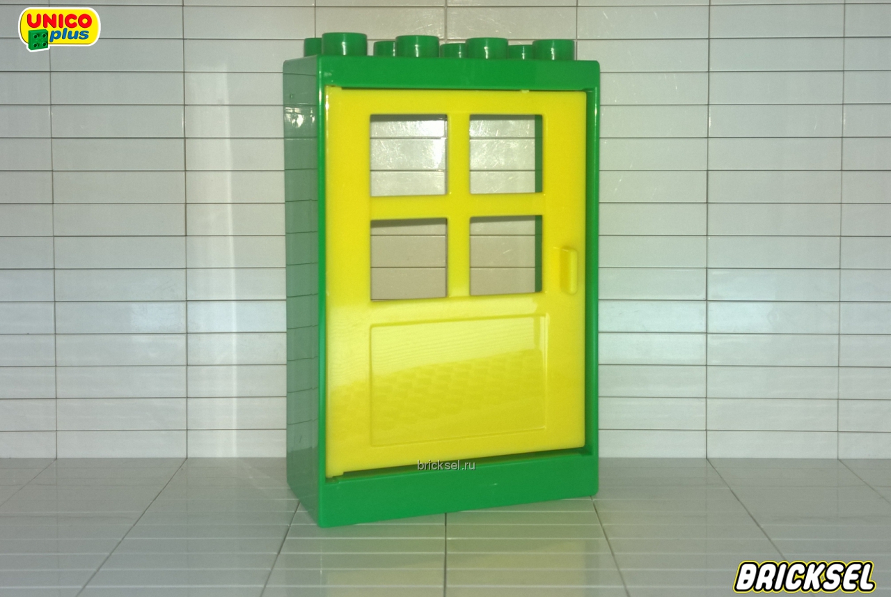 Юнико Дверь желтая в зеленой раме, Оригинал UNICO