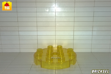 Пластина круглая 4х4 прозрачная желтая
