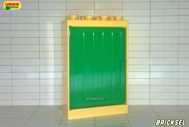 Юнико Дверь со светло-желтой рамой зеленая, Оригинал UNICO