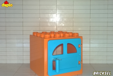 Окно 4х4 глубокое оранжевое с створкой и ручкой голубой